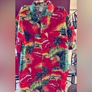 2 for $10 Men’s Blowout Sale Men's RINA Red Caribbean Themed Shirt - Small